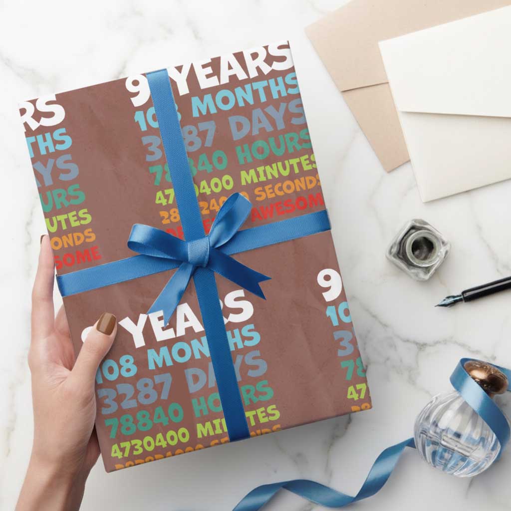 9 Year Old Bday Wrapping Paper Roll Son Boy 9yr 9th Birthday Gifts