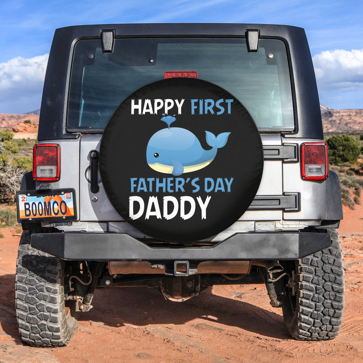 Father's Day Tire Covers - Happy First Father's Day Daddy Whale Version Spare Tire Cover NO.90 LT8 - Wonder Print Shop