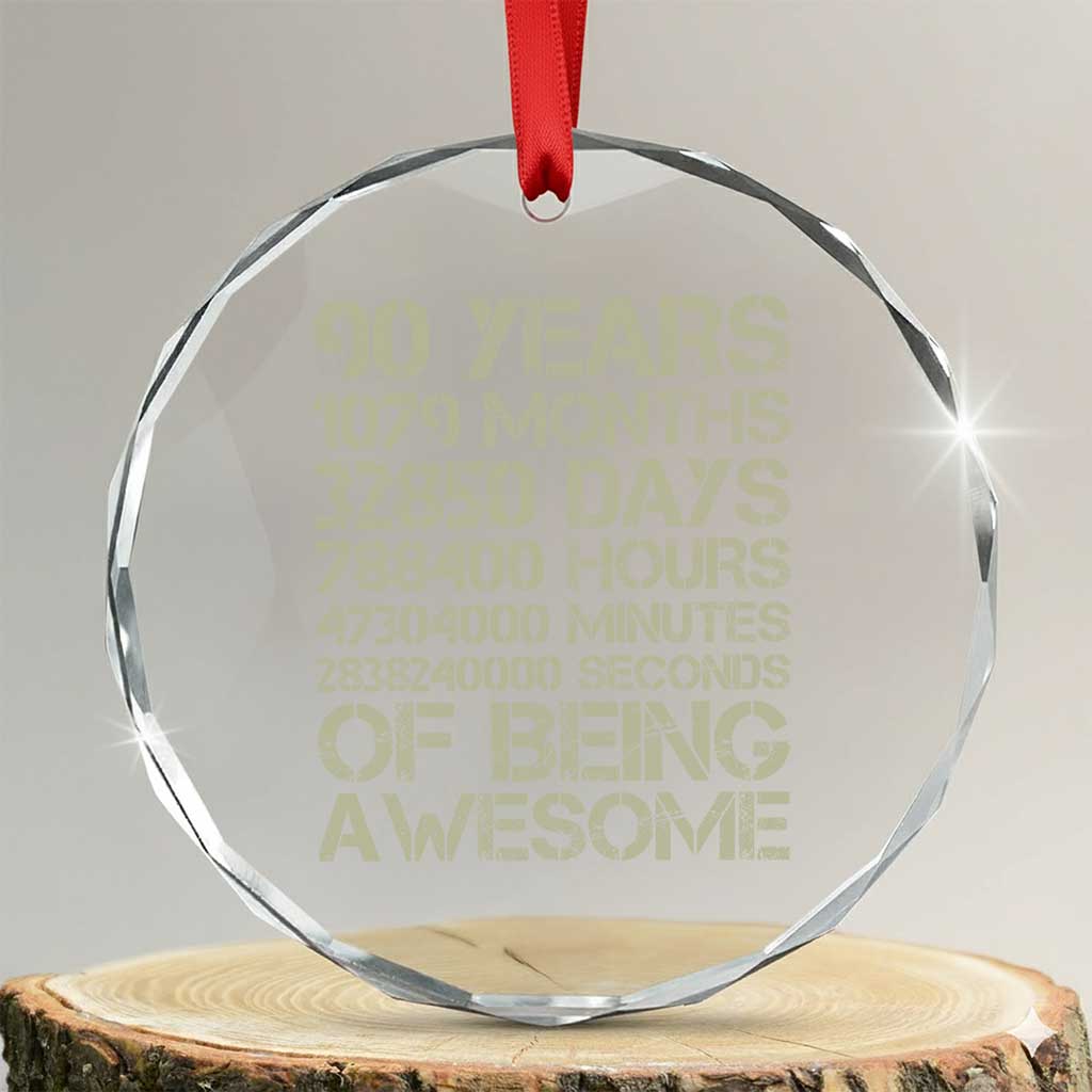 90 Years Of Being Awesome Crystal Glass Ornament 90th Birthday Gift Idea