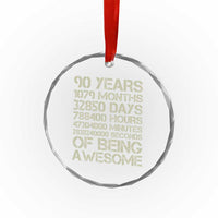 90 Years Of Being Awesome Crystal Glass Ornament 90th Birthday Gift Idea