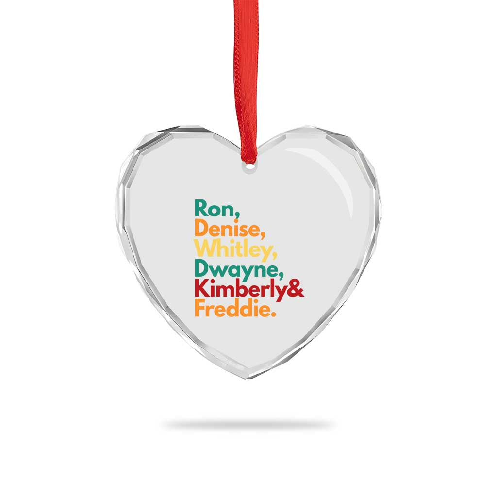 90s Black Sitcom HBCU Culture Tribute Heart Crystal Glass Ornament Ron Denise Whitley Dwayne Kimberly Freddie
