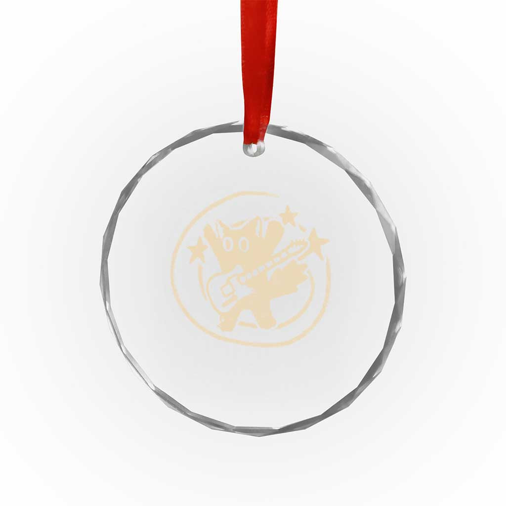 90s Y2K Scary Cat Crystal Glass Ornament Scared Under Starry Tail Cat Playing Guitar - Wonder Print Shop