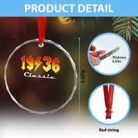 90th Birthday Crystal Glass Ornament Classic Born 1936 Turning 90 Year Old