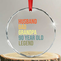 90th Birthday Crystal Glass Ornament Husband Dad Grandpa 90 Year Old Legend