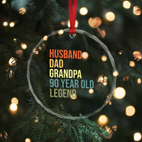 90th Birthday Crystal Glass Ornament Husband Dad Grandpa 90 Year Old Legend