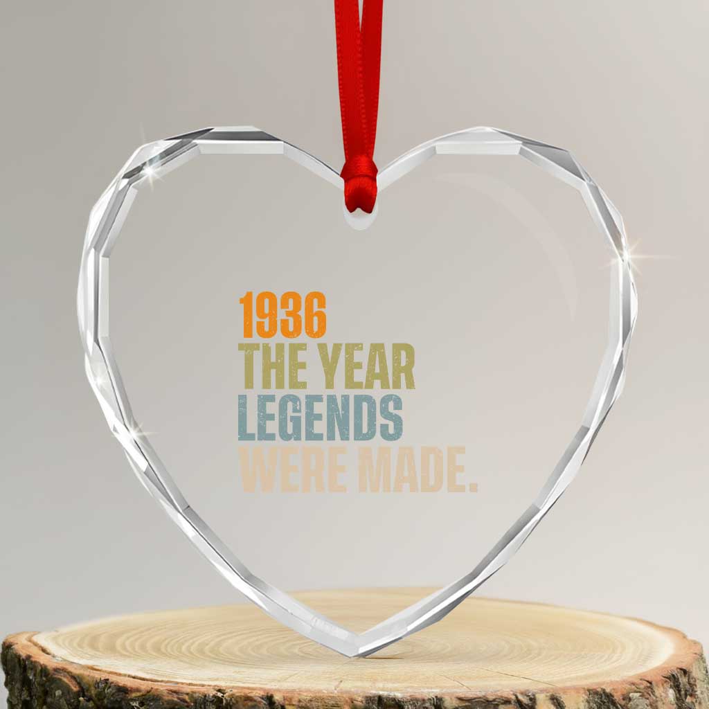 90th Birthday Gift For Men Heart Crystal Glass Ornament Vintage 1936 90 Years Old Birthday