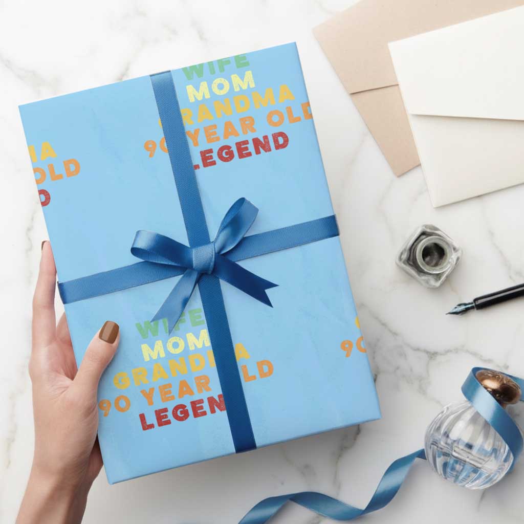 90th Birthday Gifts For Women Wrapping Paper Roll Wife Mom Grandma 90 Year Old Legend