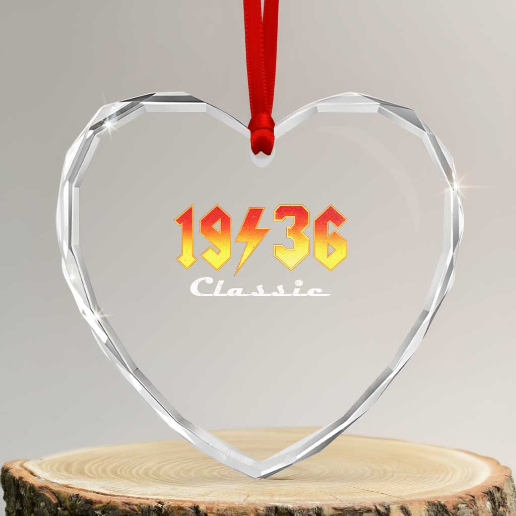 90th Birthday Heart Crystal Glass Ornament Classic Born 1936 Turning 90 Year Old