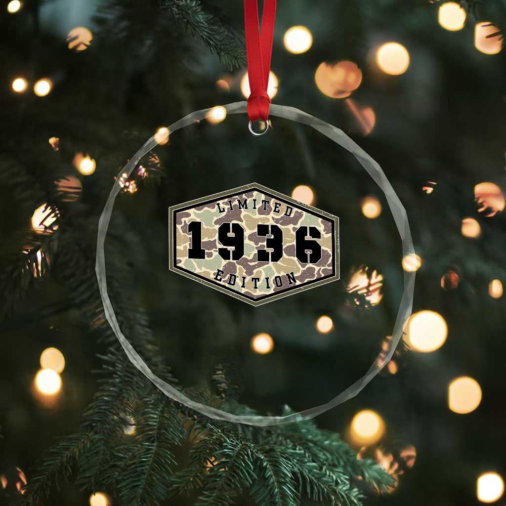 90th Birthday Hunting Crystal Glass Ornament 1936 Limited Edition Vintage Camouflage Gifts For Turning 90