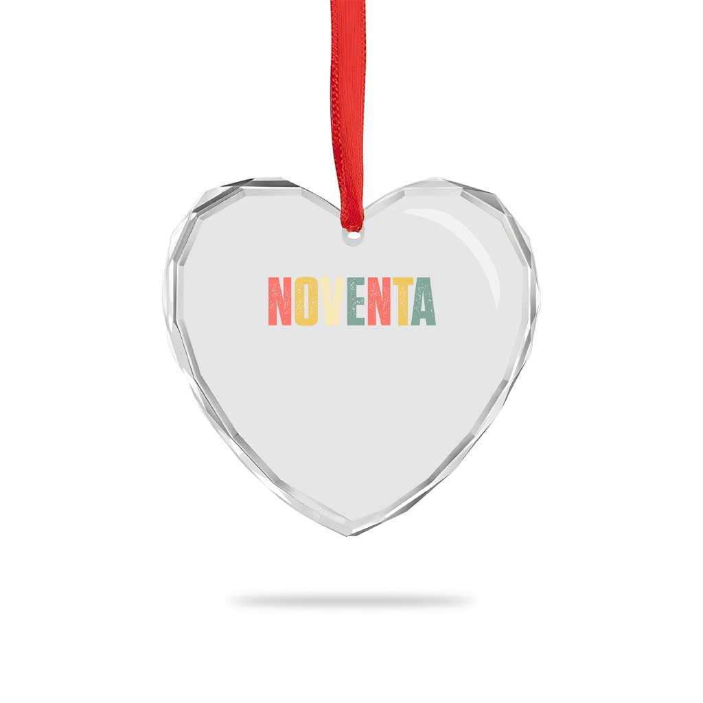 90th Birthday Noventa Heart Crystal Glass Ornament Spanish Mexican 90 Years Old Bday