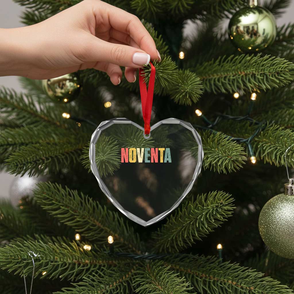 90th Birthday Noventa Heart Crystal Glass Ornament Spanish Mexican 90 Years Old Bday