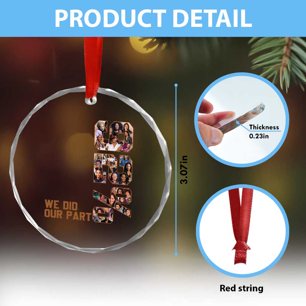 92 Percent Black Woman Power Crystal Glass Ornament 92 Percent Melanin Girls - Wonder Print Shop