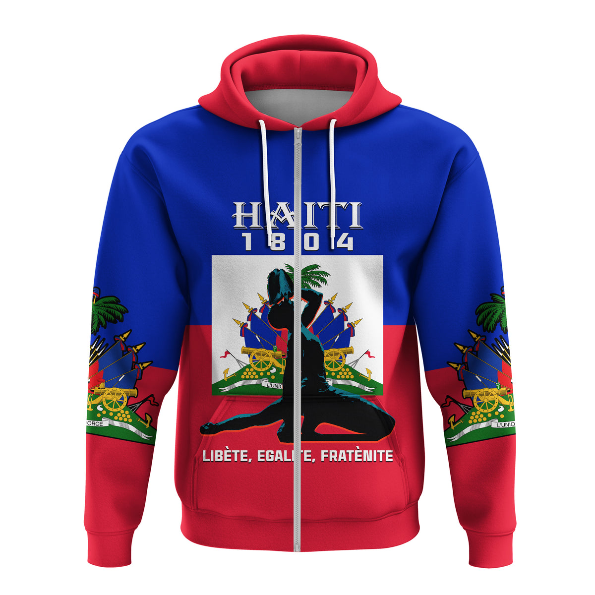 Custom Haiti Hoodie Negre Marron With Haitian Flag - Wonder Print Shop