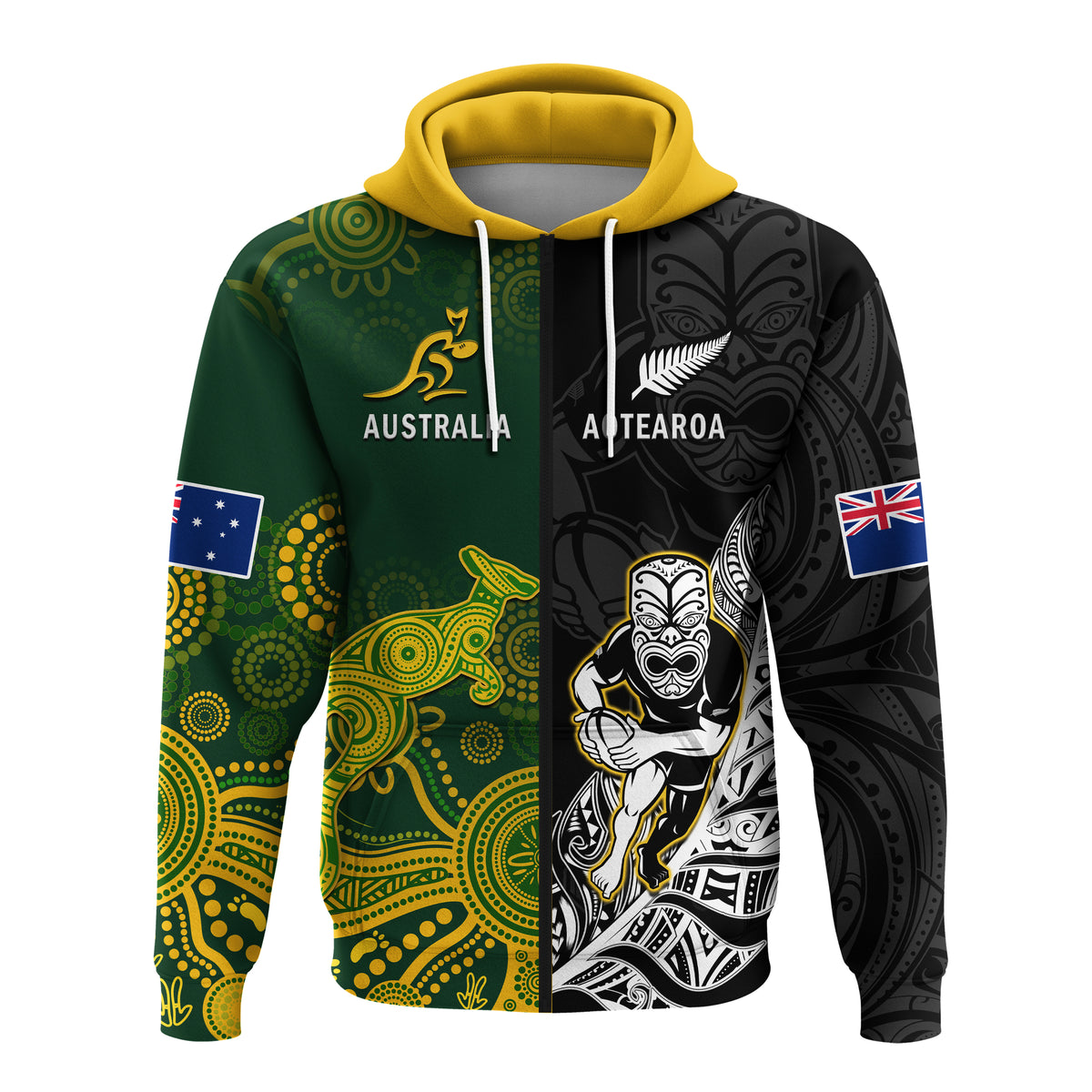 Australia Rugby Mix Aotearoa Rugby Hoodie Wallabies All Black Special Version - Wonder Print Shop