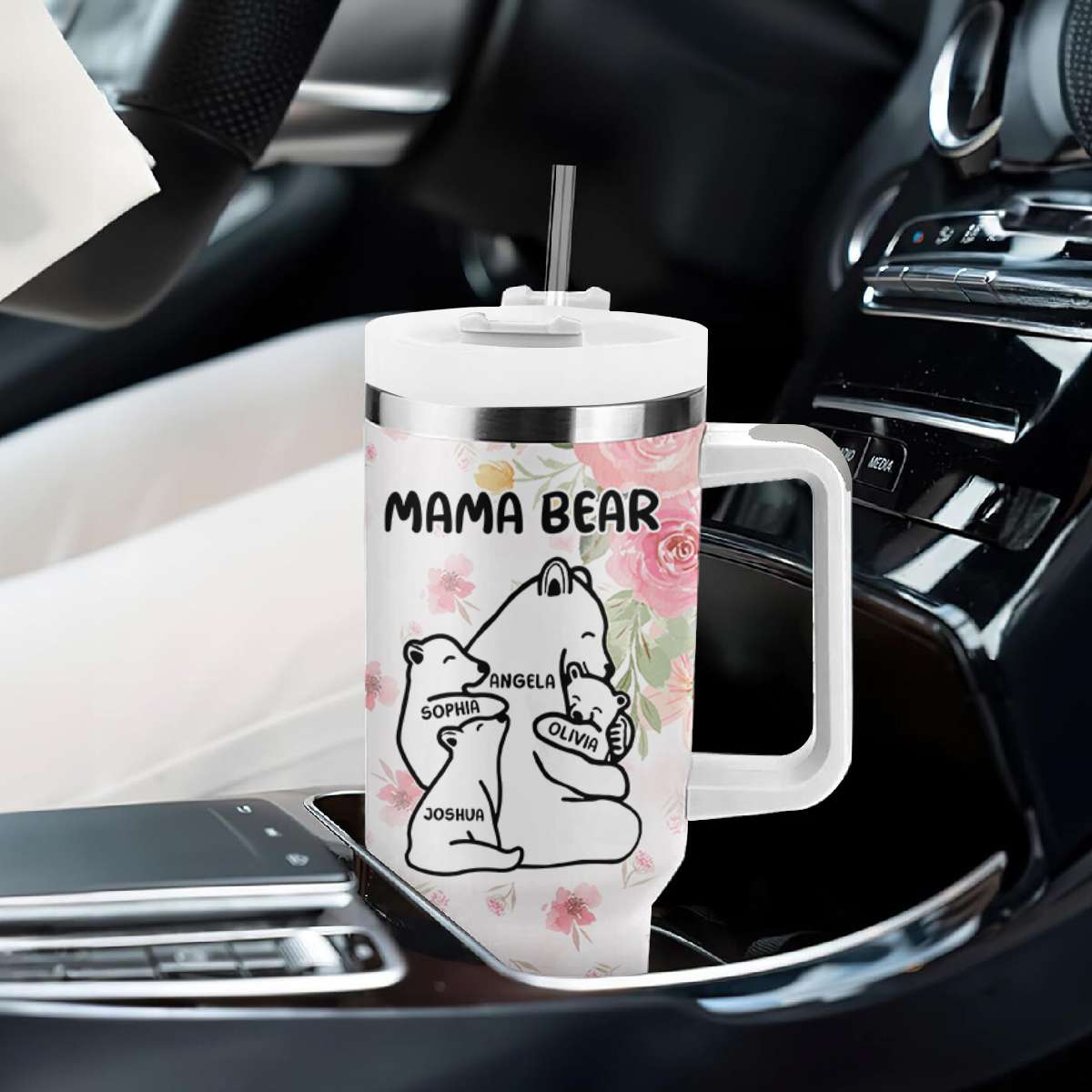 Custom Mother's Day Tumbler With Handle Mama Bear With Cubs | Wonder Print Shop