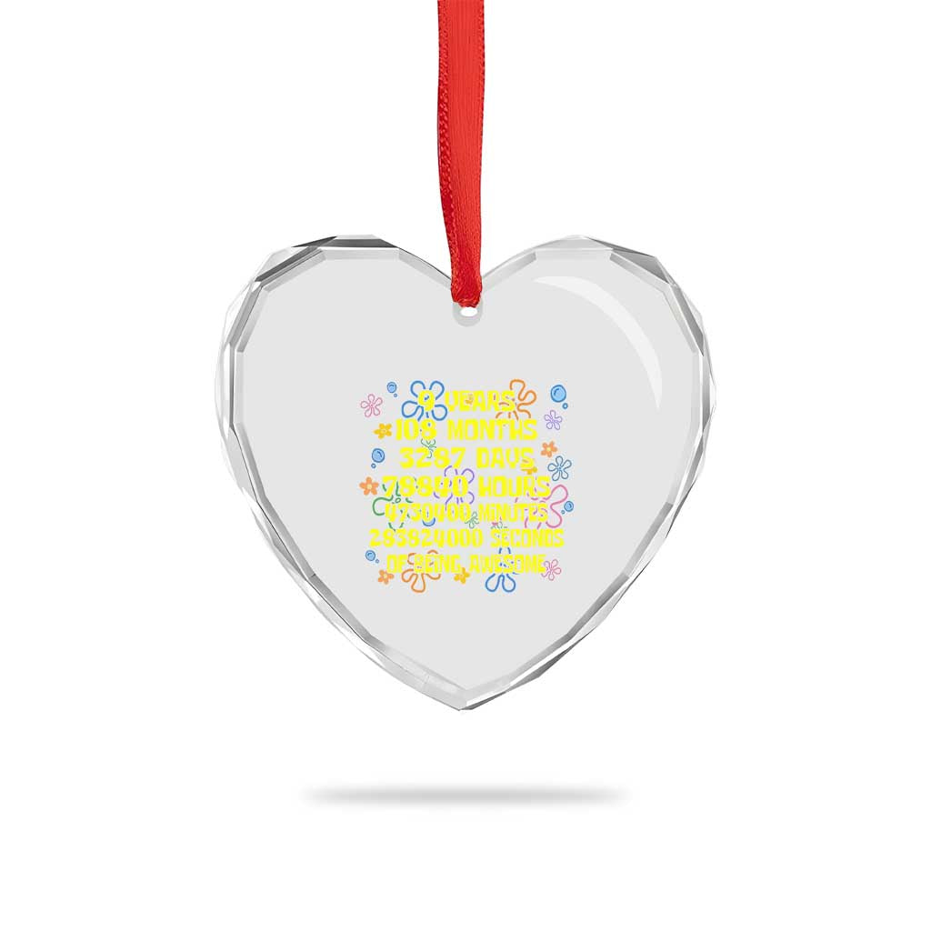 9th Birthday Gifts Heart Crystal Glass Ornament Flowers Girl Son Boy 9yr 9 Year Old Bday