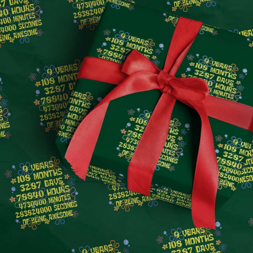9th Birthday Gifts Wrapping Paper Roll Flowers Girl Son Boy 9yr 9 Year Old Bday
