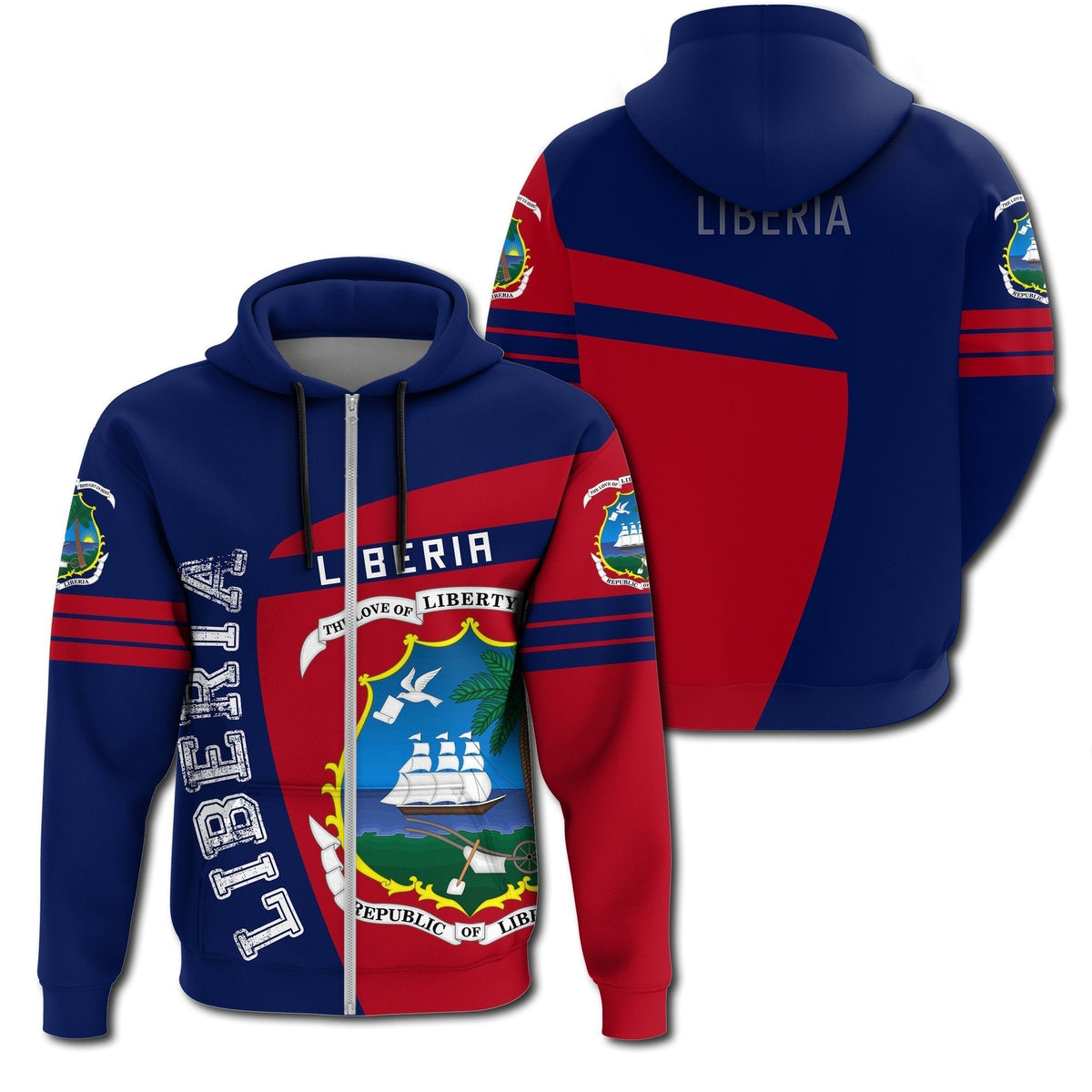 African Hoodie Liberia Hoodie Sport Premium - Wonder Print Shop