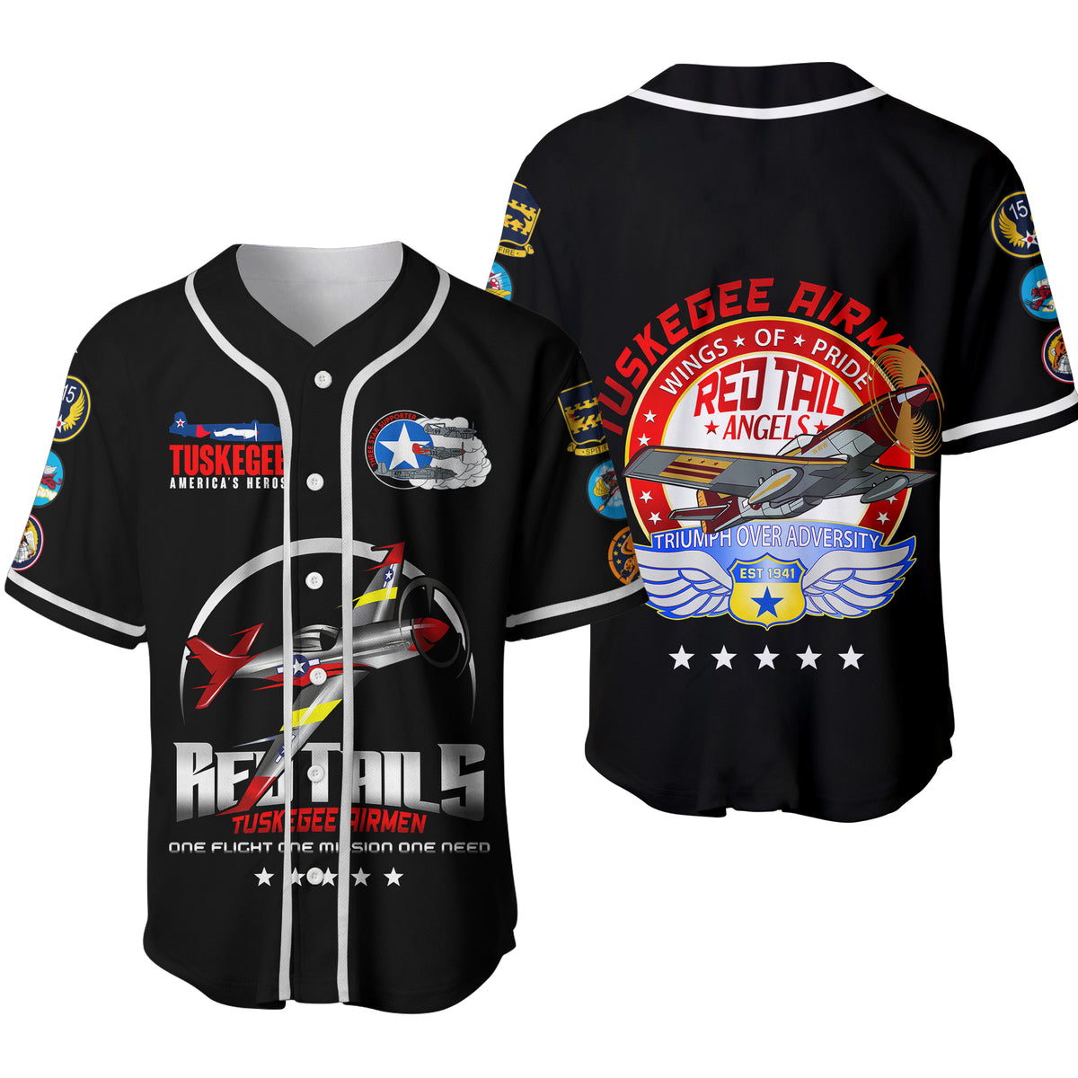 Tuskegee Airmens Red Tails African American Heros Baseball Jersey - LT2 - Wonder Print Shop