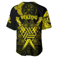 Custom Viking Baseball Jersey Valknut Raven Symbol Celtic Vegvisir Yellow Color - Wonder Print Shop