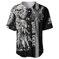 Custom Viking Baseball Jersey Valknut Raven Symbol Celtic Vegvisir Black Color - Wonder Print Shop