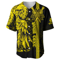 Custom Viking Baseball Jersey Valknut Raven Symbol Celtic Vegvisir Yellow Color - Wonder Print Shop