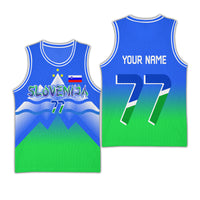 Custom Photo Slovenia Deep Icy-Light Green Basketball Jersey