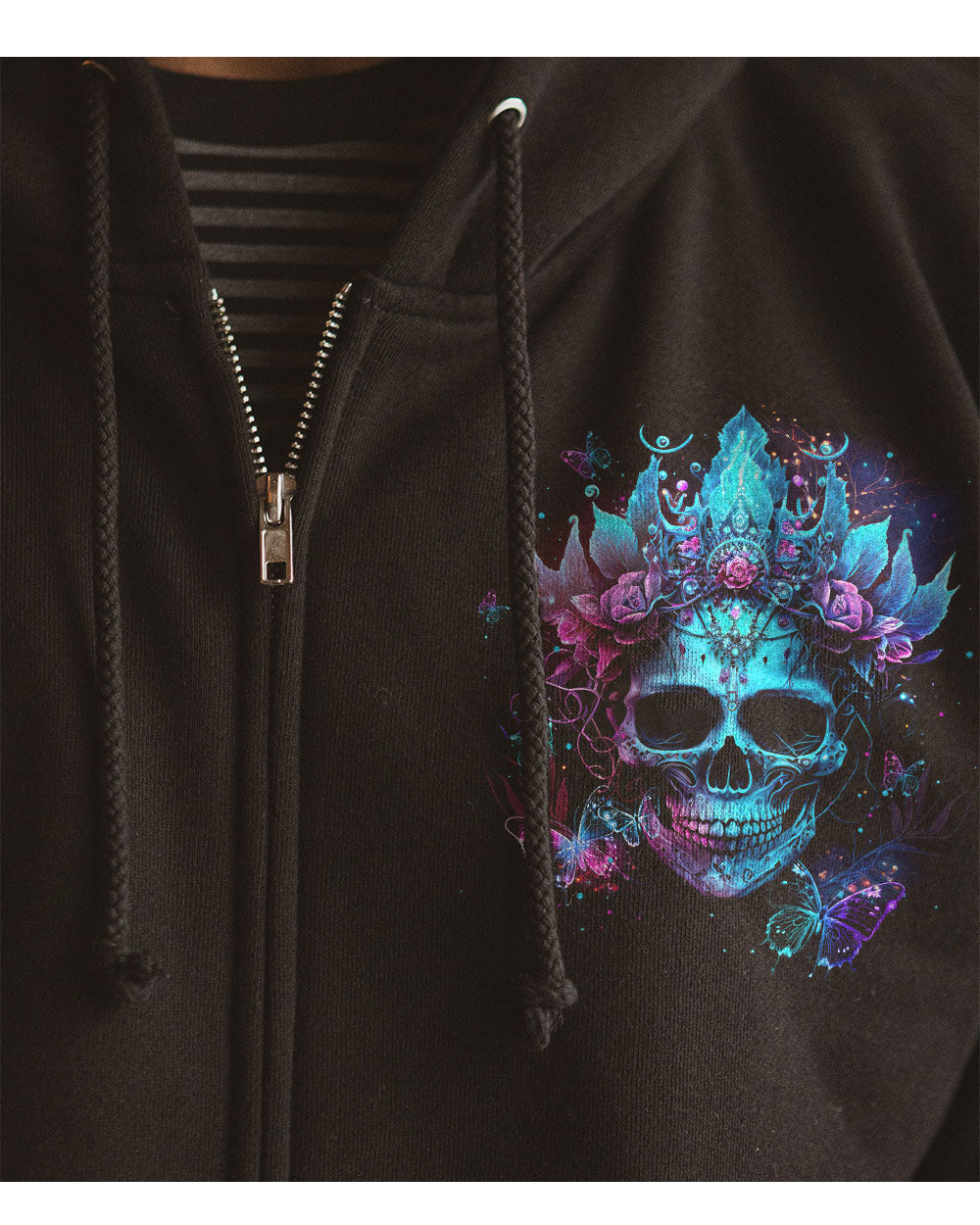 I'm Not A Princess Skull Black Hoodie - Wonder Print Shop