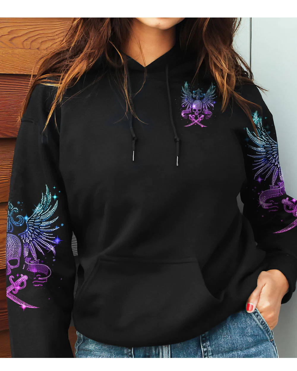 You Couldn't Handle Me Wing Skull Black Hoodie - Wonder Print Shop