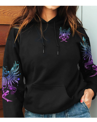 You Couldn't Handle Me Wing Skull Black Hoodie - Wonder Print Shop