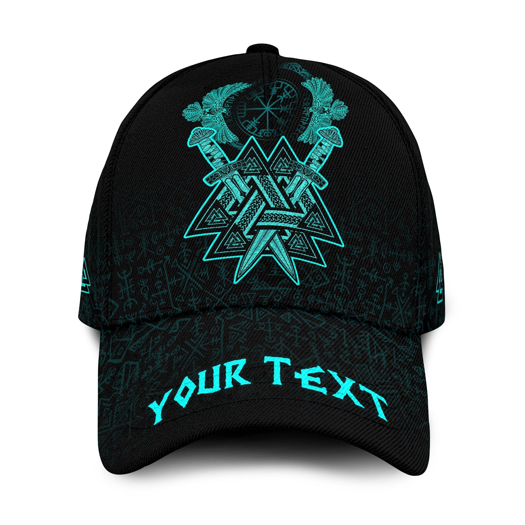 custom-viking-classic-cap-valknut-raven-symbol-celtic-vegvisir-cyan-color