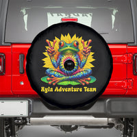 Custom Tie Dye Frog Peace Sign Hippie Sunflower Spare Tire Cover Black Hole PrintYourWear