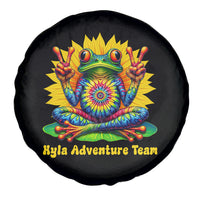 Custom Tie Dye Frog Peace Sign Hippie Sunflower Black Spare Tire Cover No Hole PrintYourWear