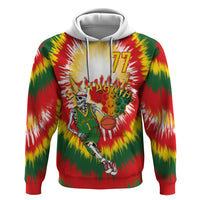 Custom Photo and Number Lithuania Hoodie Basketball-Skeleton Dribbling Tie-dye Style