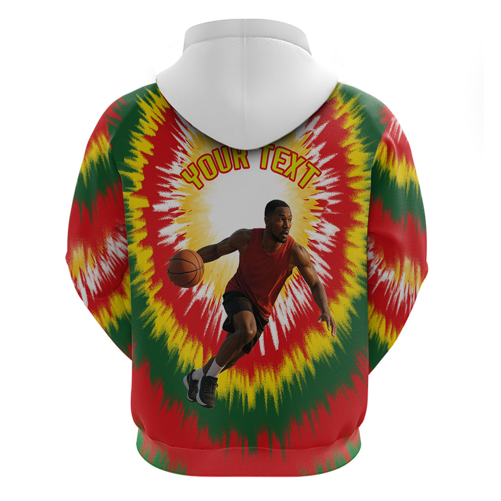 Custom Photo and Number Lithuania Hoodie Basketball-Skeleton Dribbling Tie-dye Style