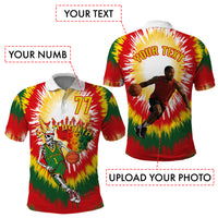 Custom Photo and Number Lithuania Polo Shirt Basketball-Skeleton Dribbling Tie-dye Style