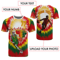 Custom Photo and Number Lithuania T shirt Basketball-Skeleton Dribbling Tie-dye Style