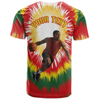 Custom Photo and Number Lithuania T shirt Basketball-Skeleton Dribbling Tie-dye Style