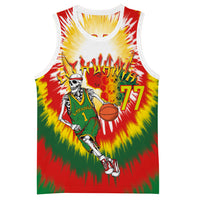 Custom Photo and Number Lithuania Basketball Jersey Skeleton Dribbling Tie-dye Style