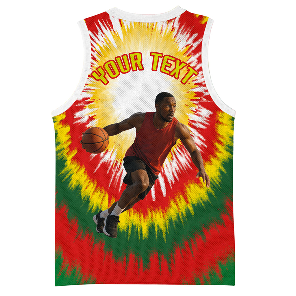 Custom Photo and Number Lithuania Basketball Jersey Skeleton Dribbling Tie-dye Style