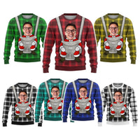 Custom Photo Front Carrier Ugly Christmas Sweater Funny Style - Wonder Print Shop