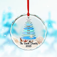 Custom Christmas Sea Glass Crystal Glass Ornament Family Names Tree - Wonder Print Shop