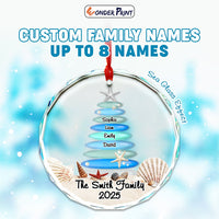 Custom Christmas Sea Glass Crystal Glass Ornament Family Names Tree - Wonder Print Shop