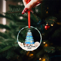 Custom Christmas Sea Glass Crystal Glass Ornament Family Names Tree - Wonder Print Shop