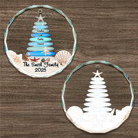 Custom Christmas Sea Glass Crystal Glass Ornament Family Names Tree - Wonder Print Shop