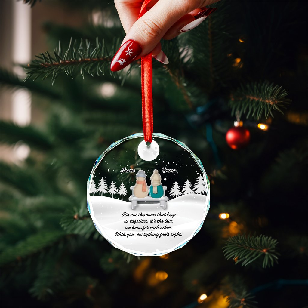 Custom Couple Names Sea Glass Crystal Glass Ornament Romantic Christmas - Wonder Print Shop