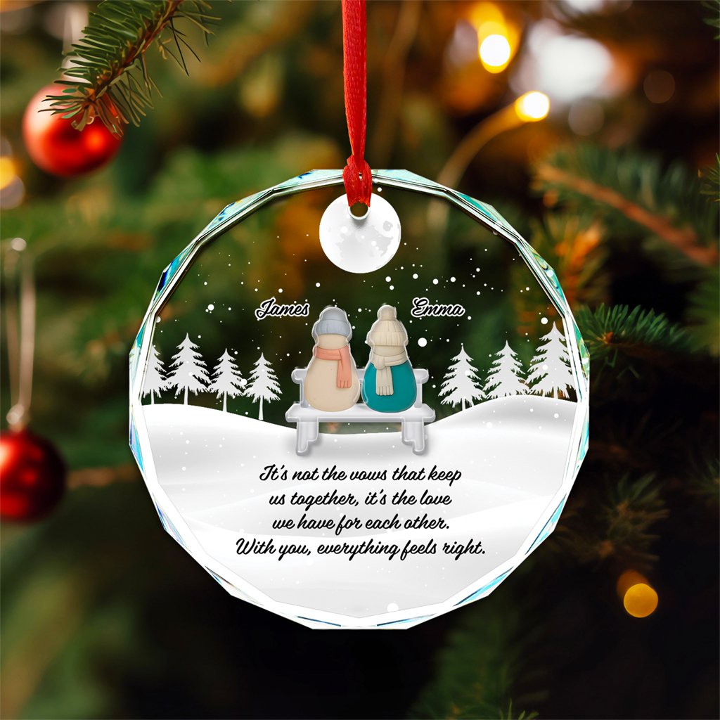 Custom Couple Names Sea Glass Crystal Glass Ornament Romantic Christmas - Wonder Print Shop