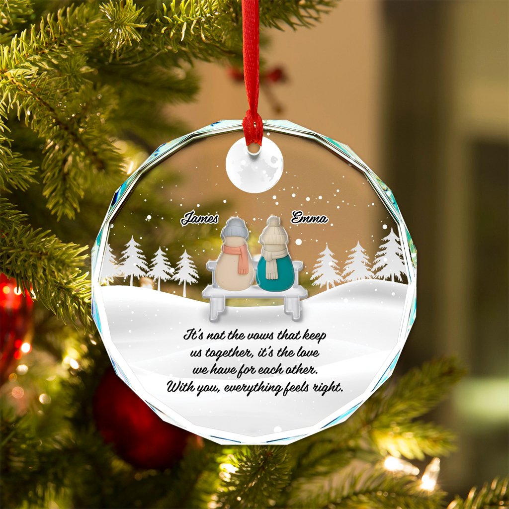 Custom Couple Names Sea Glass Crystal Glass Ornament Romantic Christmas - Wonder Print Shop