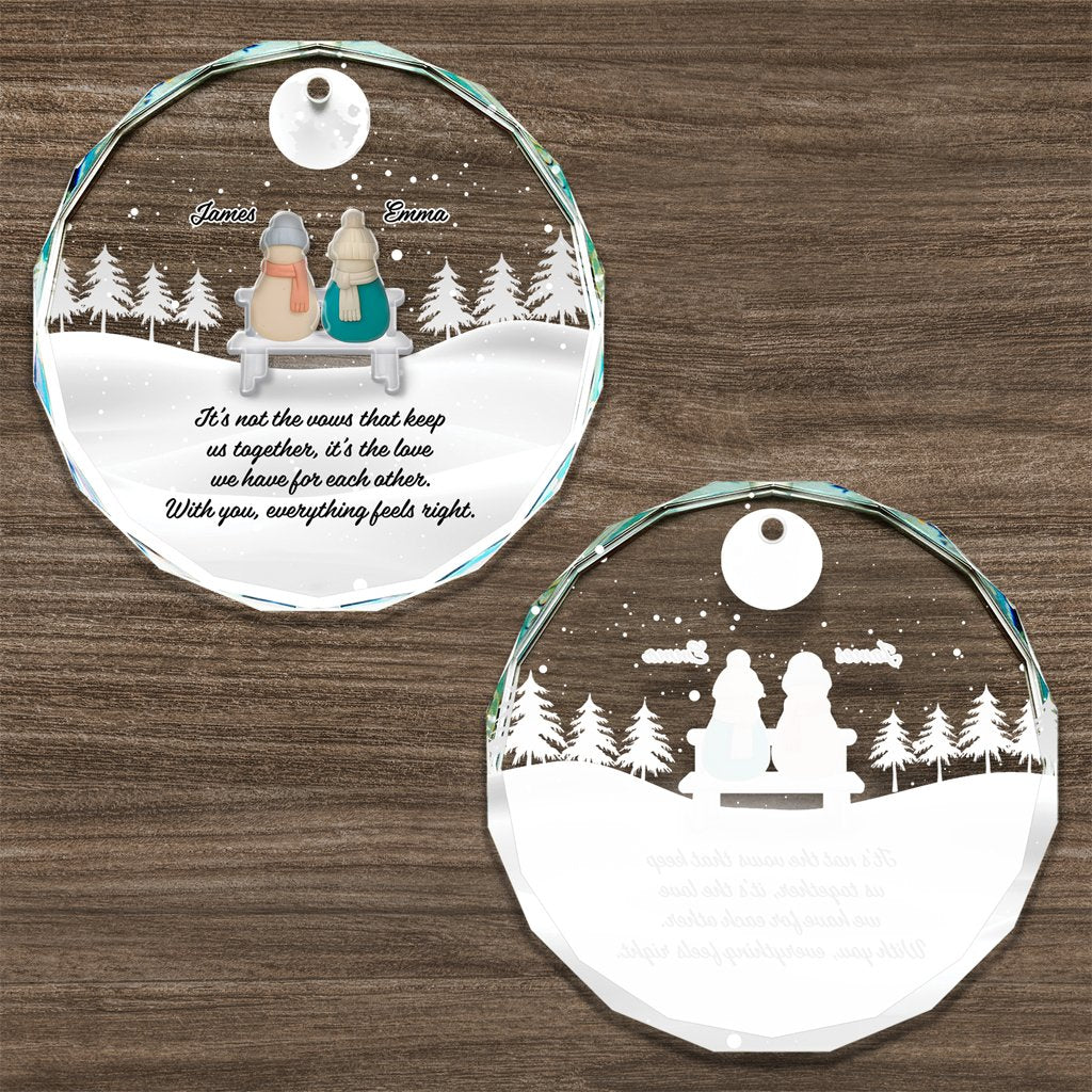 Custom Couple Names Sea Glass Crystal Glass Ornament Romantic Christmas - Wonder Print Shop
