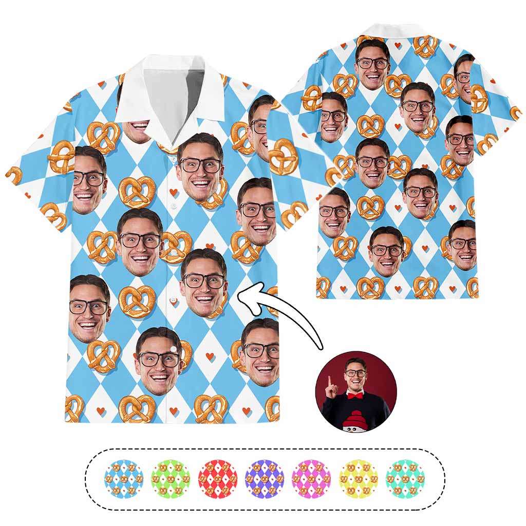 Custom Face Photo Cheerful Oktoberfest Hawaiian Shirt Funny Style